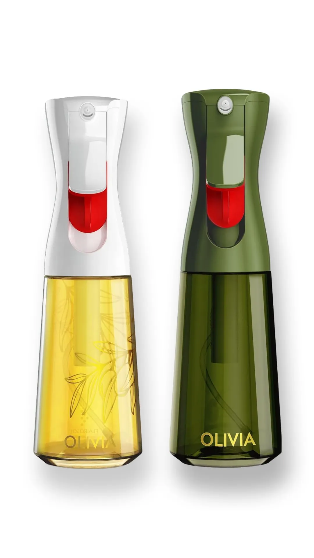 Two varients of Flairosol Olivia Oil Sprayer
